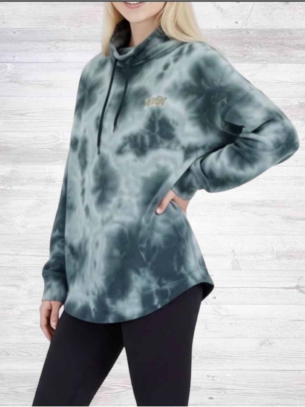 PINK Victoria's Secret Slate Green Tie-Dye Funnel Neck Pullover